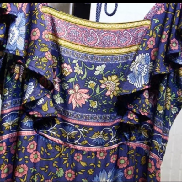 Blue Floral Boho Open Back Maxi Dress - Picture 6 of 6